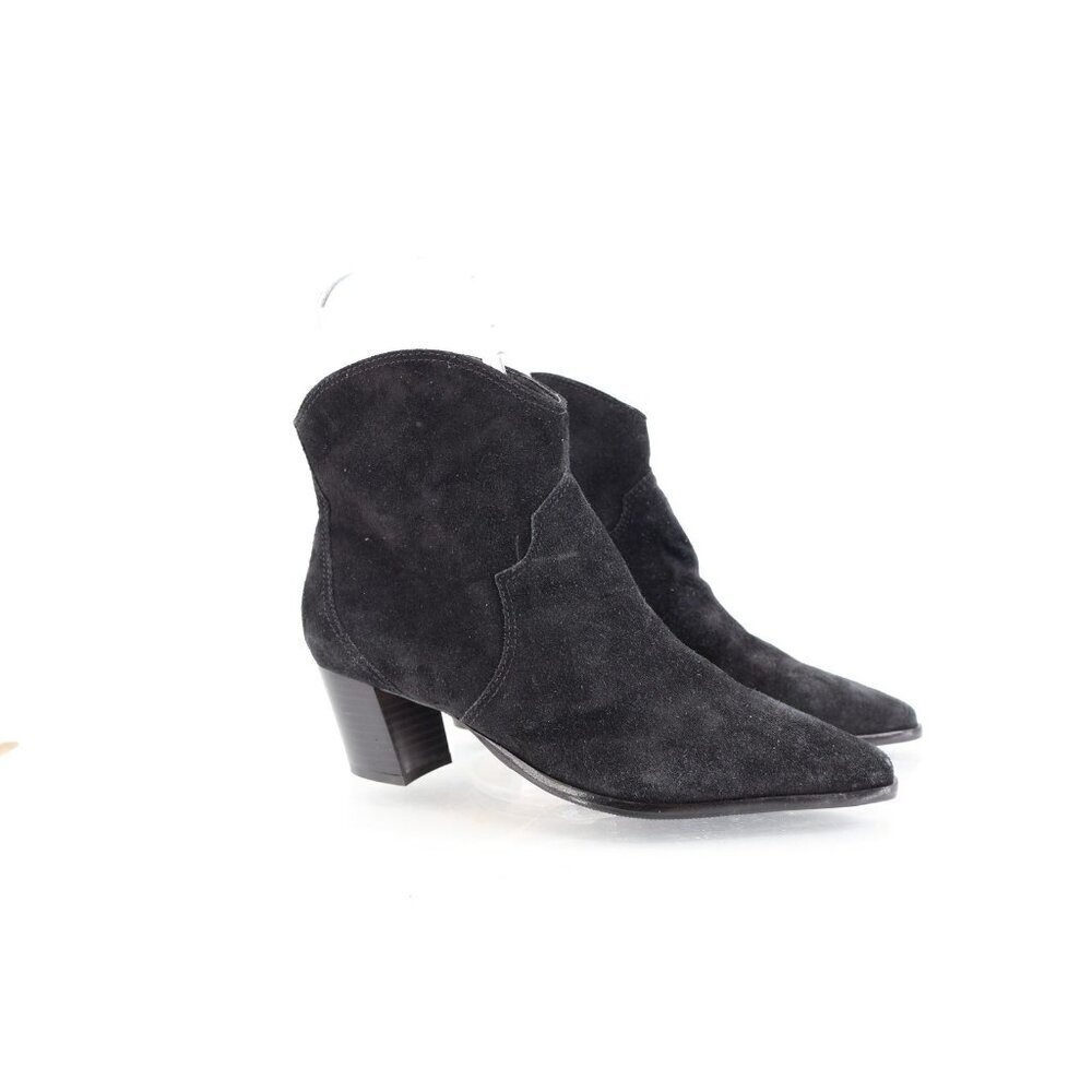 Bernardo Frisco Black Suede Ankle Boots Block Heel Western Bootie Women Size 8